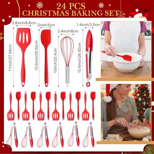 Christmas Baking Set with Oven Mitts Pot Holders Silicone Utensils & Gift Cards