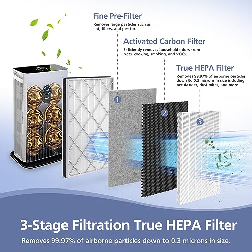 Ecleanfy 2-Pack HE601 Air Purifier Filter Compatible with Shark Air Purifier 6 (HE601 & HE602)