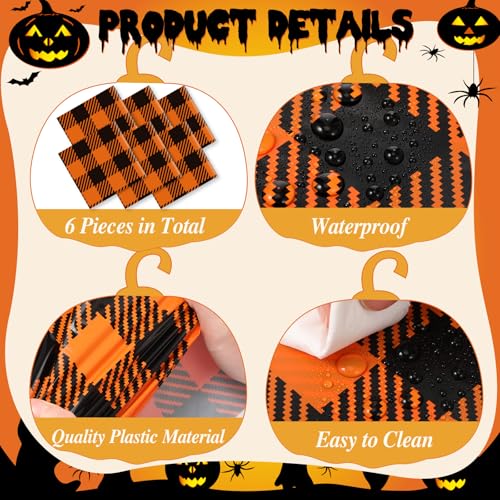 Windkream 6 Pack Fall Buffalo Plaid Plastic Table Runners 14 x 108 Inches