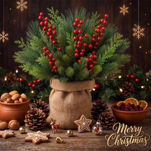 Suncalla 24 Pcs Artificial Christmas Flowers Outdoor Winter Decor - Fresh