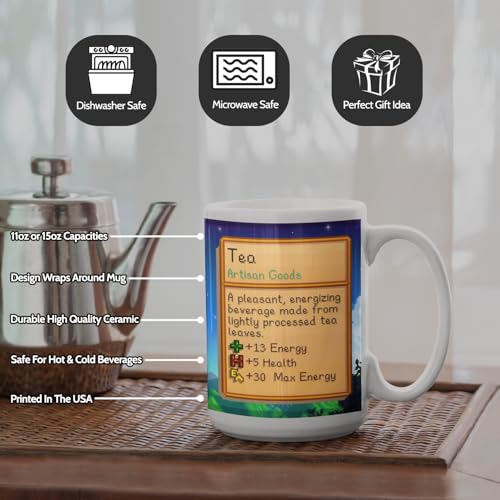 Creator's Cove Stardew Valley 15oz Mug – White Coffee Cup, Gift for Gamers