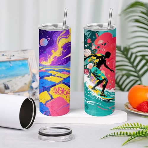 20 oz Sublimation Tumbler Blank Pack of 16 - Flat Edge Skinny Stainless Steel