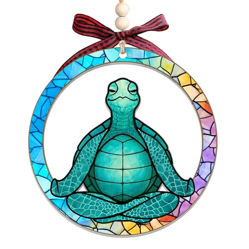 Yoga Turtle Meditating Christmas Ornament - Zen Acrylic Holiday Decor for Yoga Lovers & Gifts