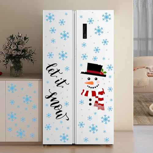 IMISHM Christmas Snowman Door Stickers Christmas Door Decorations Let It Snow Decorations Christmas Wall Stickers for Christmas Window Wall Home Decorations
