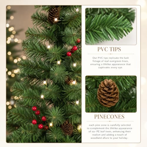 4FT Pre-Lit Artificial Potted Christmas Tree with 50 Warm White LED Lights