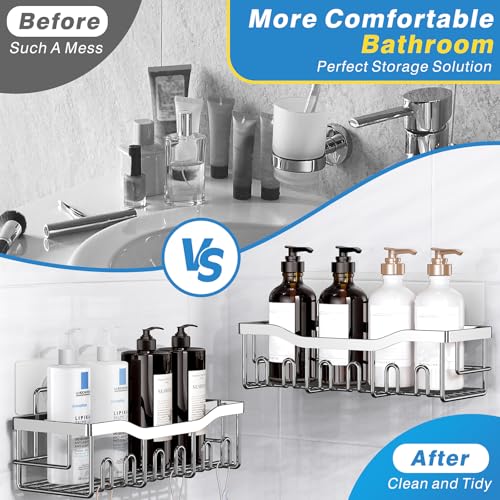 EUDELE Silver 5-Pack Shower Caddy Organizer Rustproof Stainless Steel Bathroom Storage