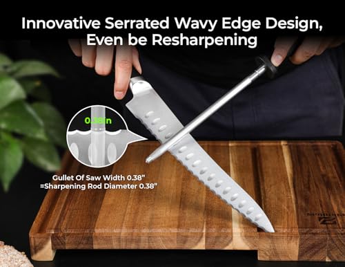 Piklohas Resharpenable Bread Knife 10 Inch - Offset Handle, Serrated Edge