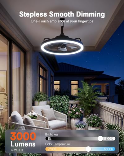 Lumary Smart 20in RGBCW Ceiling Fan with Light, Remote, Outdoor/Indoor