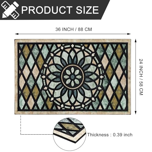 CHICHIC Flower Welcome Door Mat 24 x 36 Inch Outdoor Entry Rug Non-Slip Rubber Back