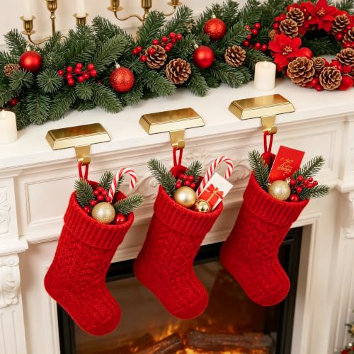 Seifar 2 Pack Gold Christmas Stocking Holders for Mantle, Heavy Duty