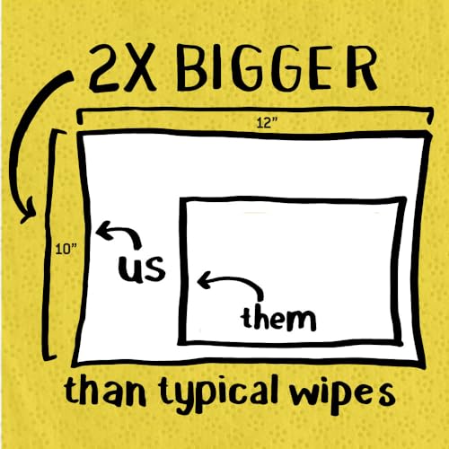 Heavy-Duty Multi-Surface Cleaning Wipes 3-Pack - XL 10 x 12 Inch Dual-Texture Wipes for Grease & Ink Removal