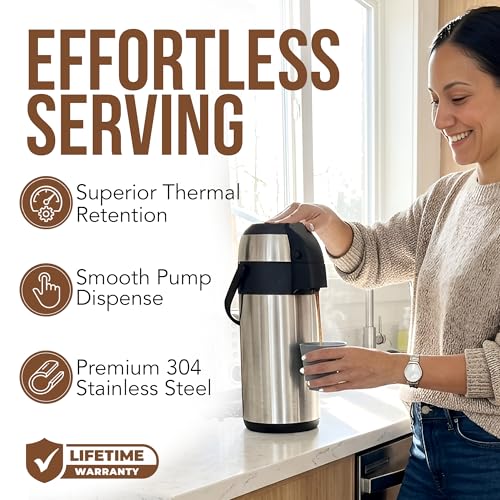 Linda's Essentials 102oz Insulated Stainless Steel Coffee Carafe with Pump