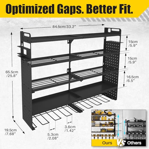 34'' Wide 5-Tier Power Tool Organizer Wall Mount with 320lb Capacity - Sturdiflow