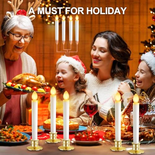 OCATO White Christmas Window Candles Lights Battery Operated 10 Pack with Remote & Timer