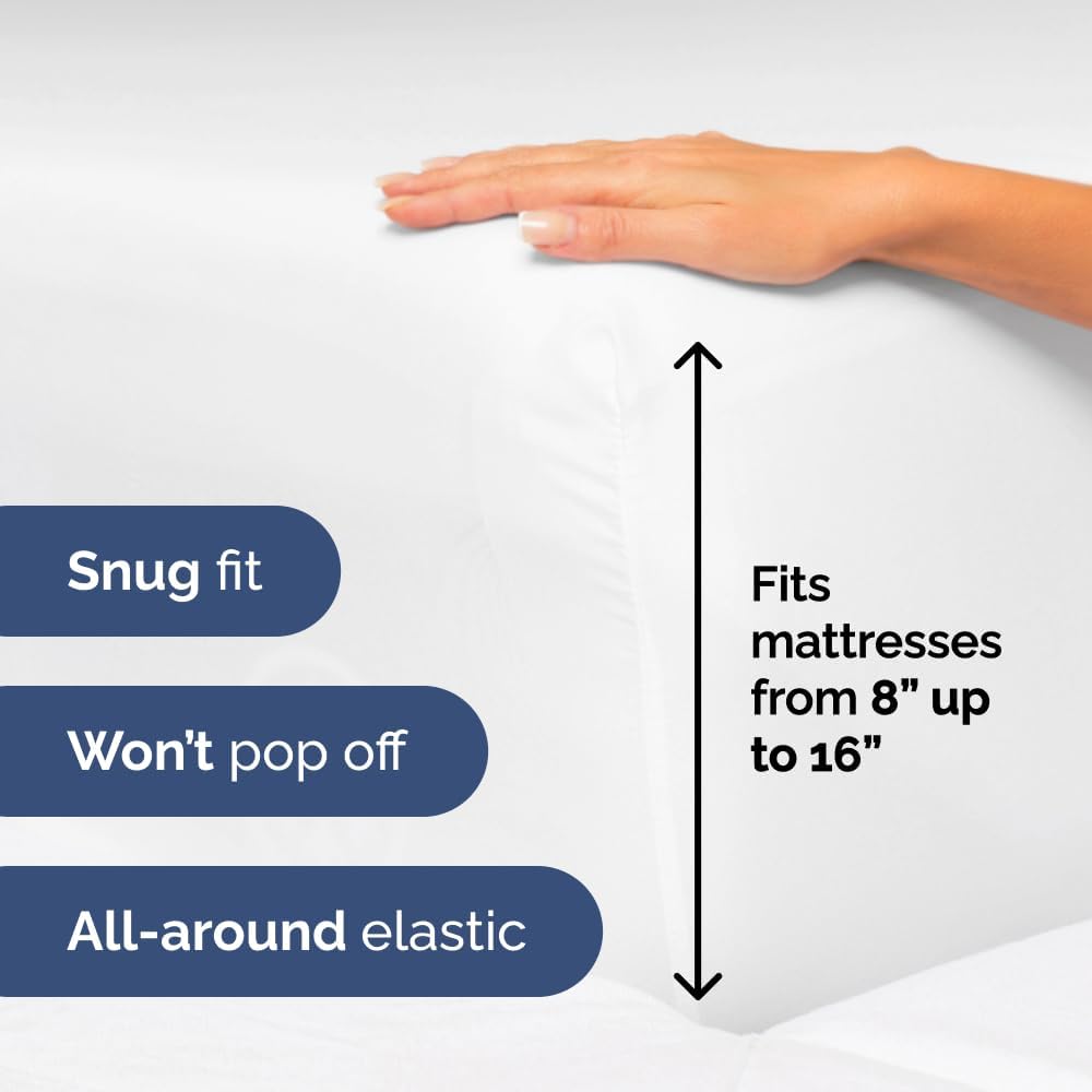 Ultra Soft Twin Size 3-Piece Sheet Set by [Brand Name] | Cooling, Wrinkle-Free Bedding - Fits 8-16 Inch Mattresses - Bright White