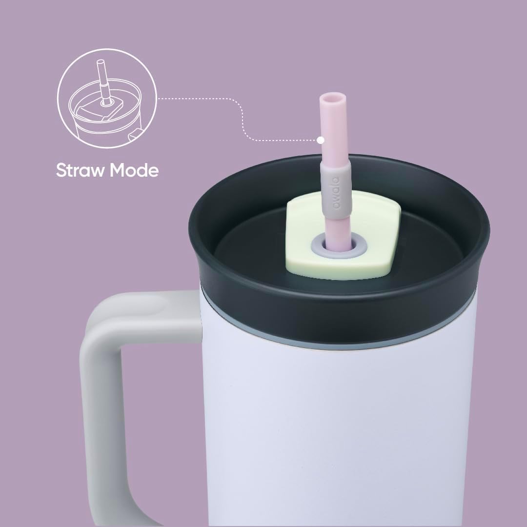 Owala 40 oz Stainless Steel Travel Tumbler - Triple Layer Insulation, Spill Resistant Lid & Straw, Purple
