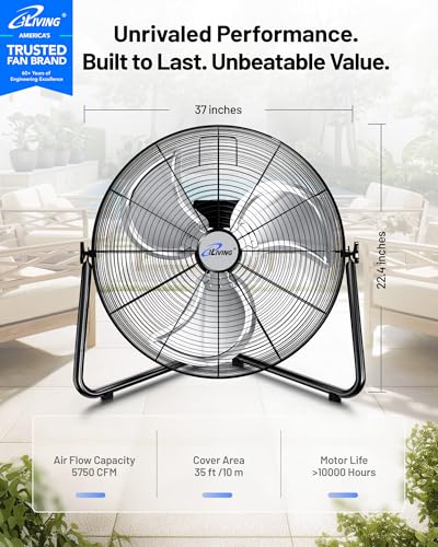 20-Inch Heavy Duty Floor & Wall Mount Fan - 5750 CFM High Velocity Industrial Cooling