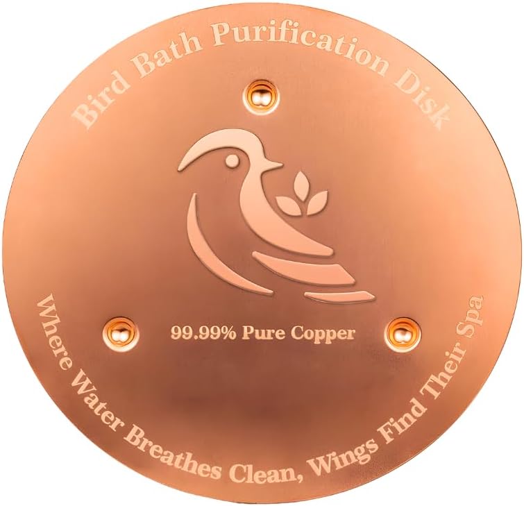 Skiennix Bird Bath Copper Disk - Premium 0.6mm Sturdy 99.99% Pure Copper for Year-Round Clean Water