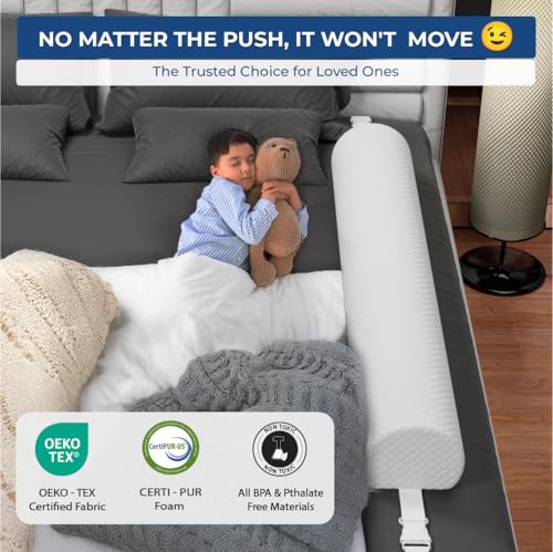 [1-Pack] Toddler Bed Bumper with Adjustable Straps - Fits Full, Twin, Queen & King Beds