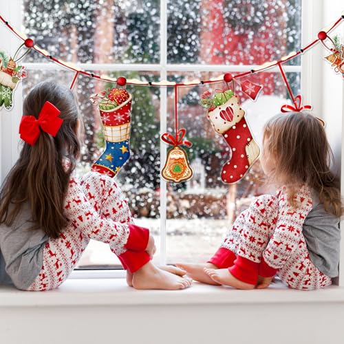 Runtoo Christmas Banner Garland – Indoor/Outdoor Wall Fireplace Mantel Decor, Reusable Vinyl Holiday Sign