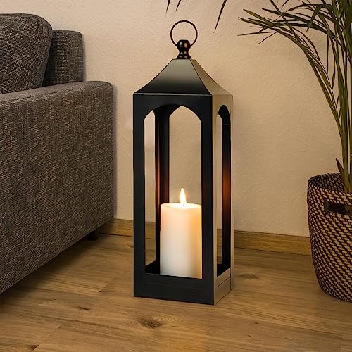 Large Black Farmhouse Lantern Decor Metal Hanging Candle Lanterns