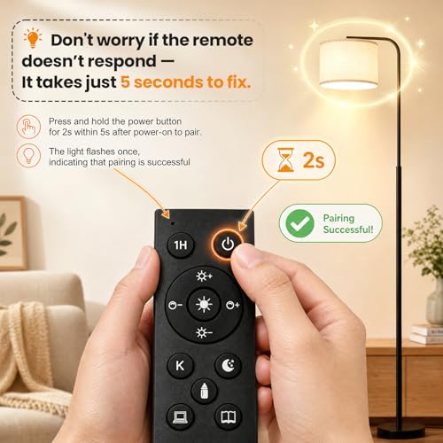 Beanliss Arc Floor Lamp with Remote & Dimmable 3-Color Tones Black & Beige