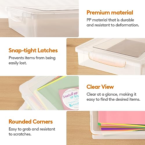 Lifewit 5 Qt Clear Storage Bins with Lids - Set of 4, Stackable, BPA-Free Plastic