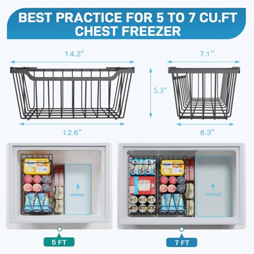 SUNALLY Stackable Freezer Organizer Bins - Black, 4 Pack