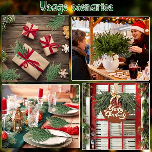 DERJLY 24 Pack 18-Inch Norfolk Pine Branches Real Touch Green-24pcs