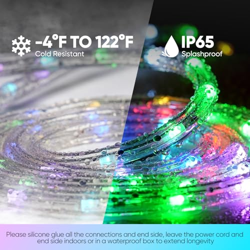 RGB 50FT Connectable LED Rope Light Waterproof Outdoor Decor with Remote