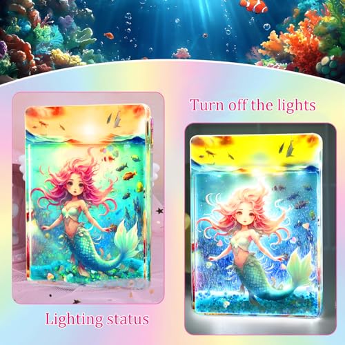 Mermaid Miracle Light ? Mini LED Card Lamp, Bedside & Desk Decor for Girls, Portable Night Light & Dreamy Desktop Ornament, Mermaids Gift for Girl/Mermaids Fans (Mermaid)