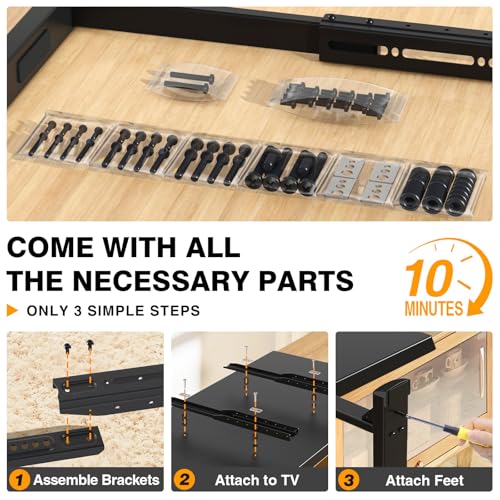 Black Universal TV Stand Legs for 37-92 Inch TVs - Adjustable Table Top Base