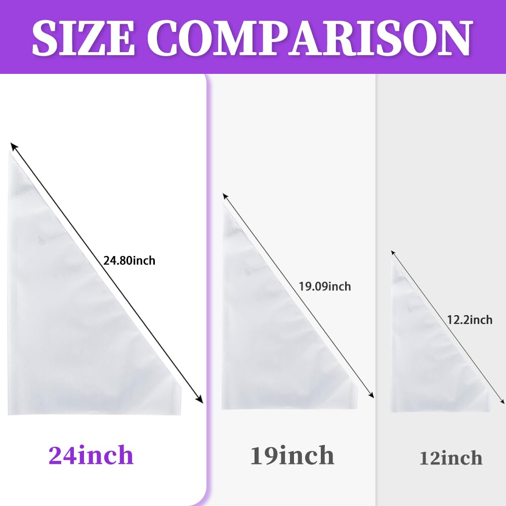 24 Inch Disposable Large Piping Bags,100 PACK Extra Large Thick Pastry Bags with 6 Bag Ties, Thickened Icing Bags,Cake Decorating Bags,Frosting Bags for Cake Decorating Cream Frosting