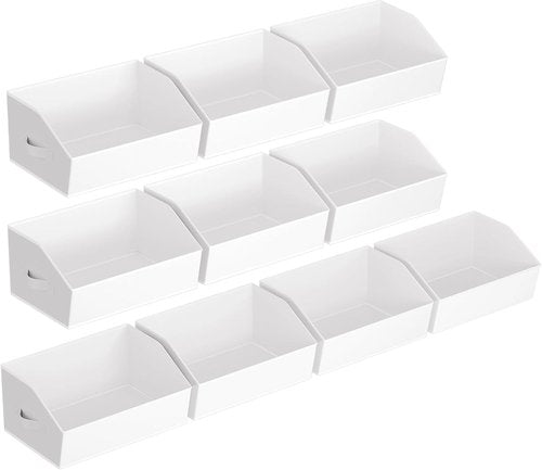Homsorout Decorative Closet Baskets - Trapezoid Storage Bins with Handles, 10-Pack, White