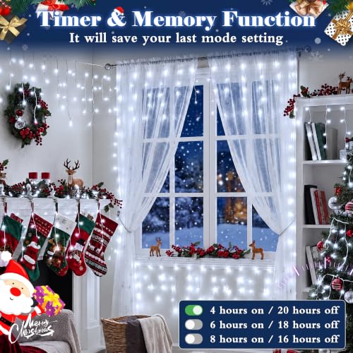 Guhope Outdoor 60FT Cool White Icicle Lights 720 LEDs for Christmas and Holiday Decor