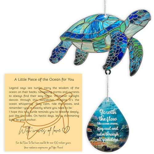 Sea Turtle Christmas Ornament with Waterdrop Quote ? Sea Turtle Gifts for Women, Beach Gift for Women, Beach Lovers ? Ocean Themed Gift, White Elephant Gifts for Adults
