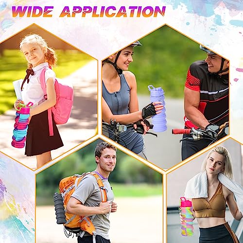 Sunnyray 30 Pack Camouflage Collapsible Water Bottles 17oz with Clips