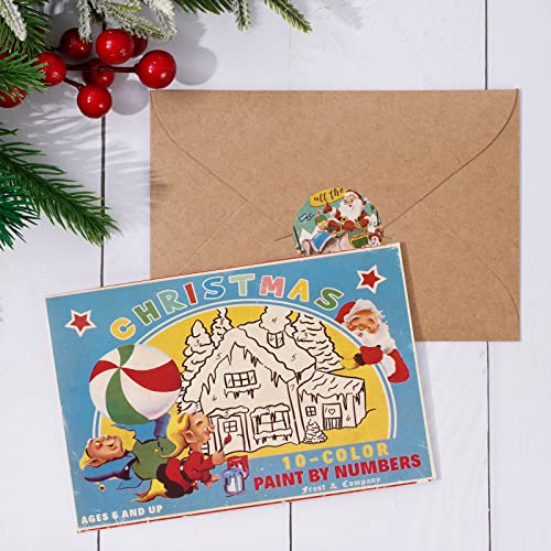 Whaline 40-Pack Retro Christmas Greeting Cards with Kraft Envelopes & Stickers, 4 x 6 in