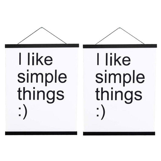 2 Pack Magnetic Poster Hanger Frame, 24x36 24x32 24x18 Light Wood Wooden Magnet Canvas Artwork Print Dowel Poster Hangers Frames Hanging Kit (Black, 24", 2 Packs)