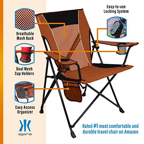 Kijaro Dual Lock Camping Chair - Victoria Desert Orange, Portable & Heavy Duty