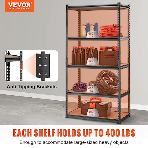 Heavy Duty 5-Tier Adjustable Storage Shelves 36x18x72 inches - MDF Variation
