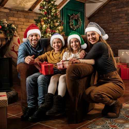 Sequin Santa Hat Knitted Glitter Christmas Hats Shiny Xmas Christmas Beanie For Adult Women Men