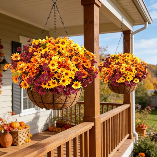 Mixed Daisy Artificial Flowers Set - 24Pcs UV-Resistant Faux Mums for Outdoor Garden and Fall Decor