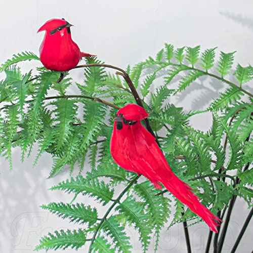 Framendino, 2 Pack Red Birds Cardinal with Clip Foam Adornment for Wreath Ornaments
