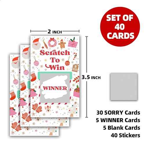 Christmas Scratch Off Cards, Xmas Party Scratch Games Adults Groups, Winter Holiday Party Games For Christmas Party, A05