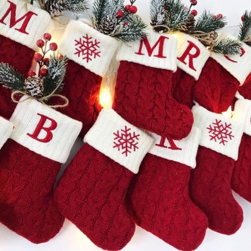 Christmas Stockings with Initials, 5.5 * 7.1in Small Embroidered