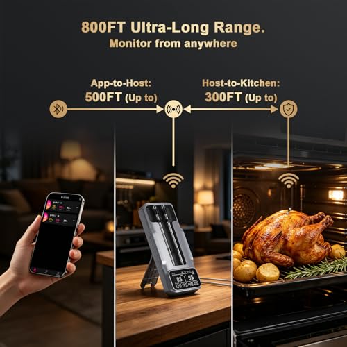 Wireless Meat Thermometer Digital, 800FT Bluetooth Food
