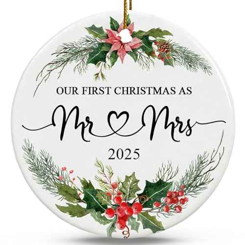 Our First Christmas as Mr and Mrs Ornament 2025 ? Ceramic 1st Married Christmas Ornaments for Newlywed, First Wedding, Mr&Mrs Ornaments Gift for Married Couple