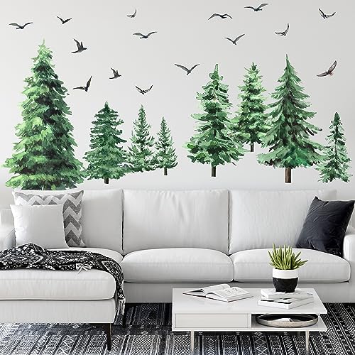 Qilery 3 Pack Christmas Tree Wall Decals - Peel & Stick Large Pine Trees