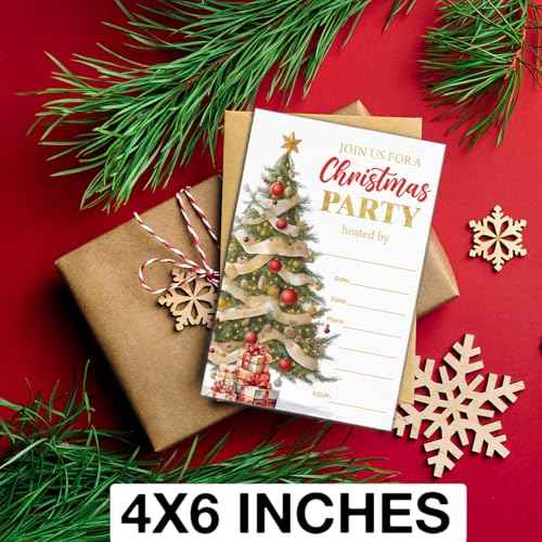 LyoGao Christmas Party Invitations With Envelopes (20 Pack) -Christmas Party Fill in Invites Cards for Xmas Winter Holiday